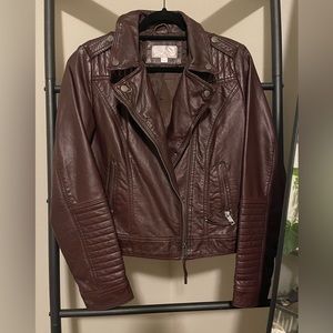 Maroon faux leather xhilaration jacket - sz L